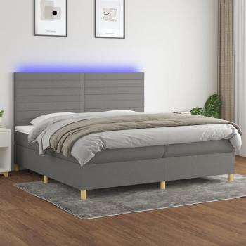 ARDEBO.de - Boxspringbett mit Matratze & LED Dunkelgrau 200x200 cm Stoff