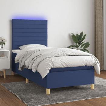 ARDEBO.de - Boxspringbett mit Matratze & LED Blau 90x200 cm Stoff