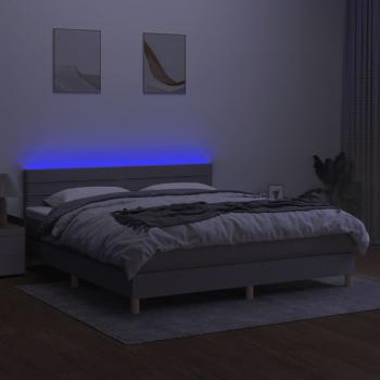 Boxspringbett mit Matratze & LED Hellgrau 180x200 cm Stoff