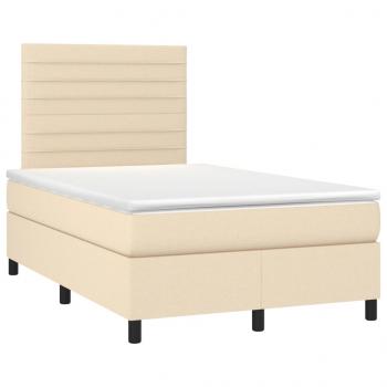 Boxspringbett mit Matratze & LED Creme 120x200 cm Stoff