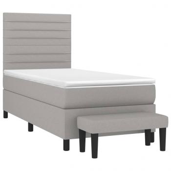 Boxspringbett mit Matratze Hellgrau 100x200 cm Stoff