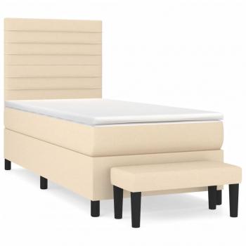 Boxspringbett mit Matratze Creme 100x200 cm Stoff