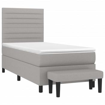 Boxspringbett mit Matratze Hellgrau 90x200 cm Stoff