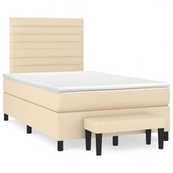 Boxspringbett mit Matratze Creme 120x200 cm Stoff