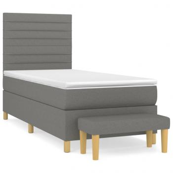 Boxspringbett mit Matratze Dunkelgrau 90x190 cm Stoff