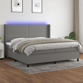 ARDEBO.de - Boxspringbett mit Matratze & LED Dunkelgrau 200x200 cm Stoff