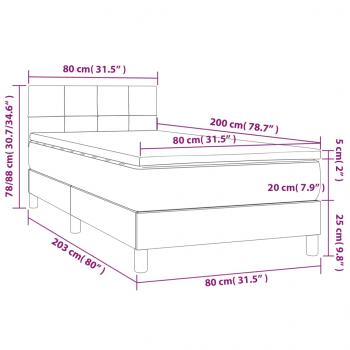 Boxspringbett mit Matratze Dunkelgrau 80x200 cm Stoff