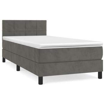 Boxspringbett mit Matratze Dunkelgrau 90x190 cm Samt