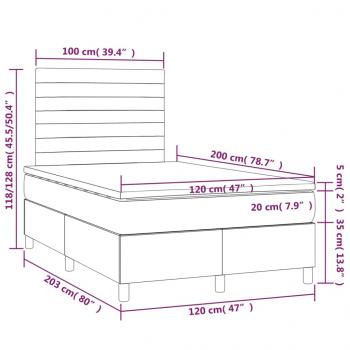 Boxspringbett mit Matratze Hellgrau 120x200 cm Stoff