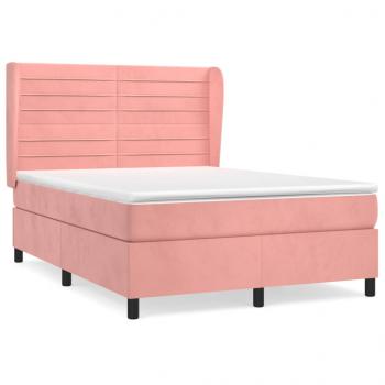 Boxspringbett mit Matratze Rosa 140x200 cm Samt