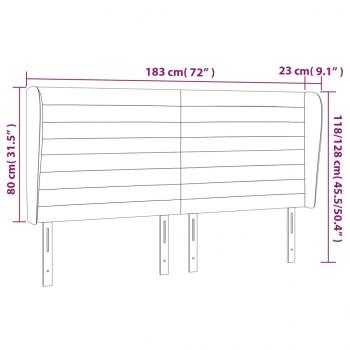 Kopfteil mit Ohren Hellgrau 183x23x118/128 cm Stoff