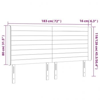 Kopfteil mit Ohren Hellgrau 183x16x118/128 cm Stoff