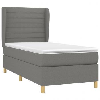 Boxspringbett mit Matratze Dunkelgrau 90x190 cm Stoff