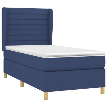 Boxspringbett mit Matratze Blau 90x200 cm Stoff