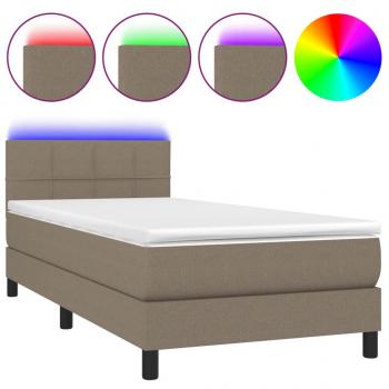 Boxspringbett mit Matratze & LED Taupe 90x200 cm Stoff