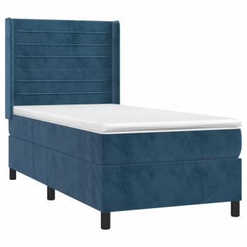 Boxspringbett mit Matratze Dunkelblau 100x200 cm Samt