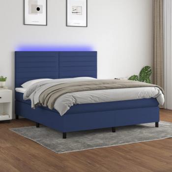 ARDEBO.de - Boxspringbett mit Matratze & LED Blau 180x200 cm Stoff