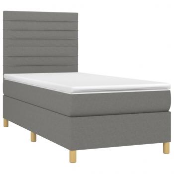 Boxspringbett mit Matratze & LED Dunkelgrau 90x200 cm Stoff