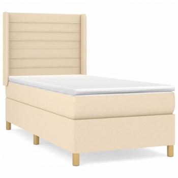 Boxspringbett mit Matratze Creme 100x200 cm Stoff