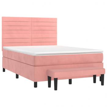 Boxspringbett mit Matratze Rosa 140x200 cm Samt