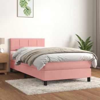 ARDEBO.de - Boxspringbett mit Matratze Rosa 90x190 cm Samt