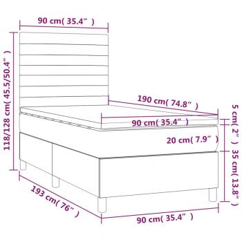 Boxspringbett mit Matratze Hellgrau 90x190 cm Stoff