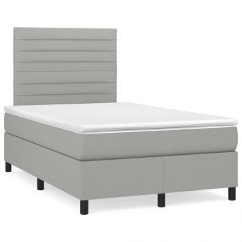 Boxspringbett mit Matratze Hellgrau 120x200 cm Stoff