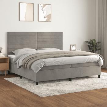 ARDEBO.de - Boxspringbett mit Matratze Hellgrau 200x200 cm Samt