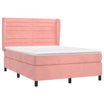 Boxspringbett mit Matratze Rosa 140x190 cm Samt