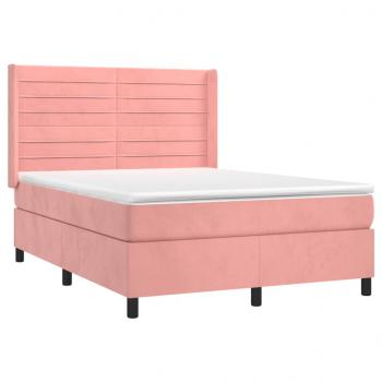 Boxspringbett mit Matratze Rosa 140x200 cm Samt