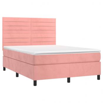 Boxspringbett mit Matratze Rosa 140x190 cm Samt