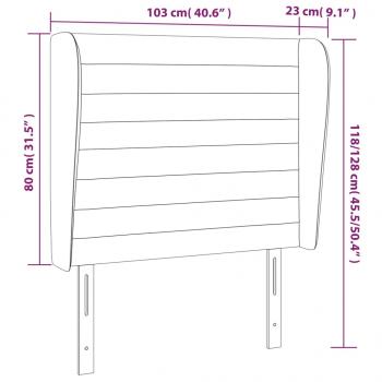 Kopfteil mit Ohren Dunkelgrau 103x23x118/128 cm Samt