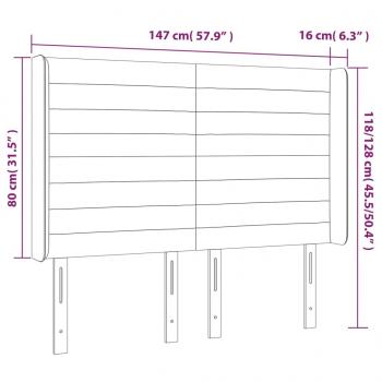 LED Kopfteil Creme 147x16x118/128 cm Stoff 