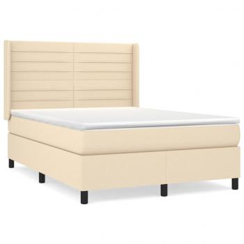 Boxspringbett mit Matratze Creme 140x200 cm Stoff