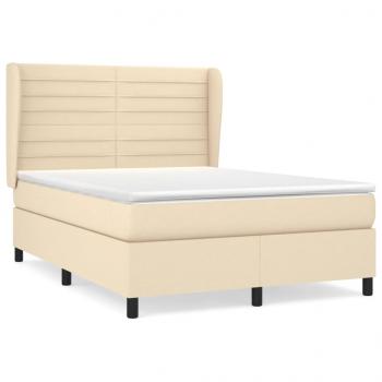 Boxspringbett mit Matratze Creme 140x200 cm Stoff