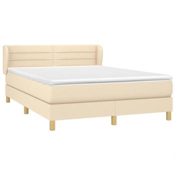 Boxspringbett mit Matratze Creme 140x190 cm Stoff