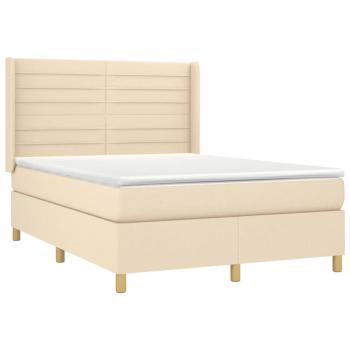 Boxspringbett mit Matratze Creme 140x190 cm Stoff