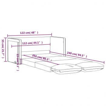 Bodensofa mit Schlaffunktion Hellgrau 122x204x55 cm Samt