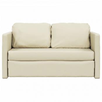 Bodensofa mit Schlaffunktion Creme 112x174x55 cm Kunstleder