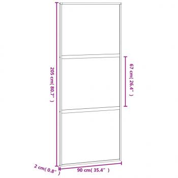 Schiebetür Schwarz 90x205 cm Hartglas und Aluminium