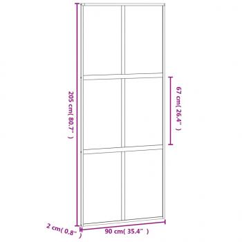 Schiebetür Schwarz 90x205 cm Hartglas und Aluminium