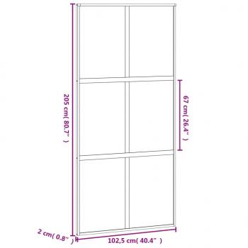 Schiebetür Schwarz 102,5x205 cm Hartglas und Aluminium