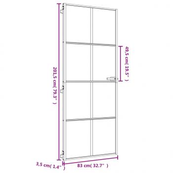 Innentür Schlank Golden 83x201,5 cm Hartglas und Aluminium