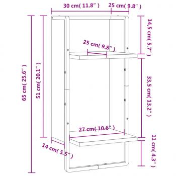 Wandregal mit Stange Grau Sonoma 30x25x65 cm