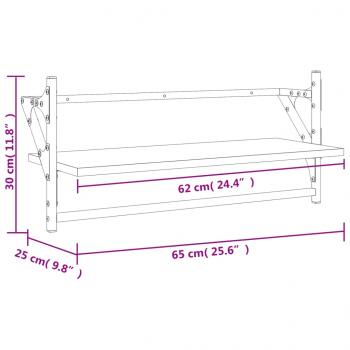 Wandregale mit Stangen 2 Stk. Grau Sonoma 65x25x30 cm