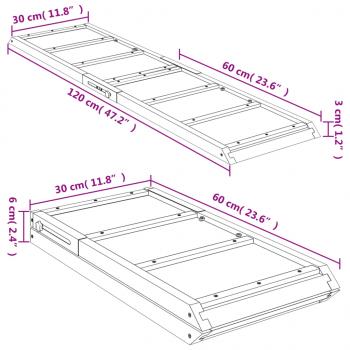 Hunderampe Grau 120x30 cm Massivholz Tanne