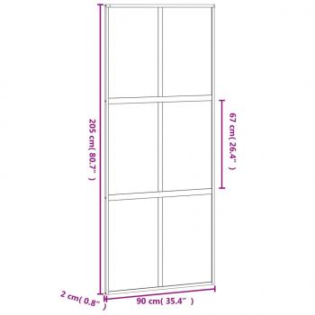 Schiebetür Weiß 90x205 cm Hartglas und Aluminium