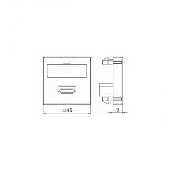 OBO Bettermann MTG-HD F RW1 Multimediaträger, HDMI, mit Kabel, Buchse-Buchse, 45x45mm, reinweiß (6104826)