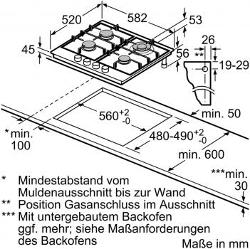 Siemens EC6A5HB90D iQ500 Autarkes Gaskochfeld, 60 cm breit, stepFlame Technology, Edelstahl