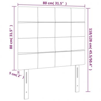 LED Kopfteil Hellgrau 80x5x118/128 cm Stoff